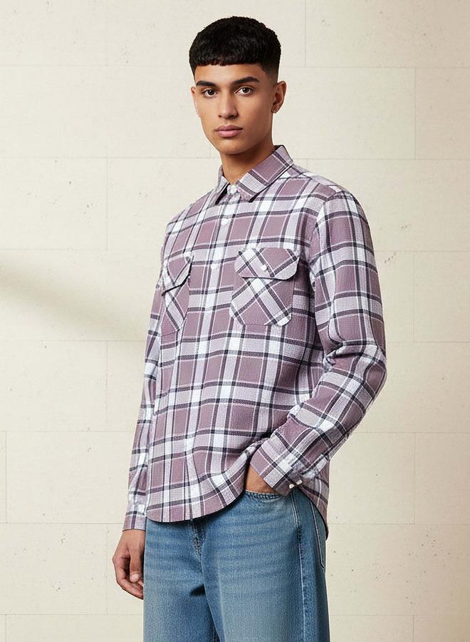Lee Cooper Men Regular Fit Collared Checked Long Sleeves Shirt - Image 1