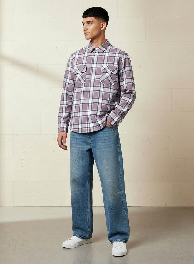 Lee Cooper Men Regular Fit Collared Checked Long Sleeves Shirt - Image 2