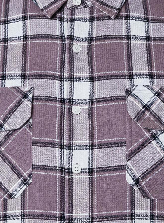 Lee Cooper Men Regular Fit Collared Checked Long Sleeves Shirt - Image 4