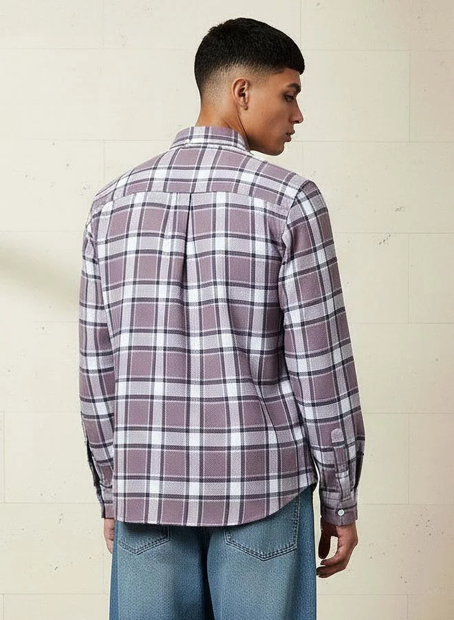 Lee Cooper  Lee Cooper Men Regular Fit Collared Checked Long Sleeves Shirt for Men | Best Price UAE