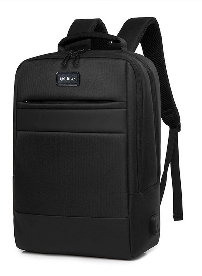 HIKE Unisex Premium Laptop Backpack Water Resistant 17-inch Shoulder Daypack with Built in USB Port for Travel/Business/College/School, HK8851 - BLACK  - Image 1