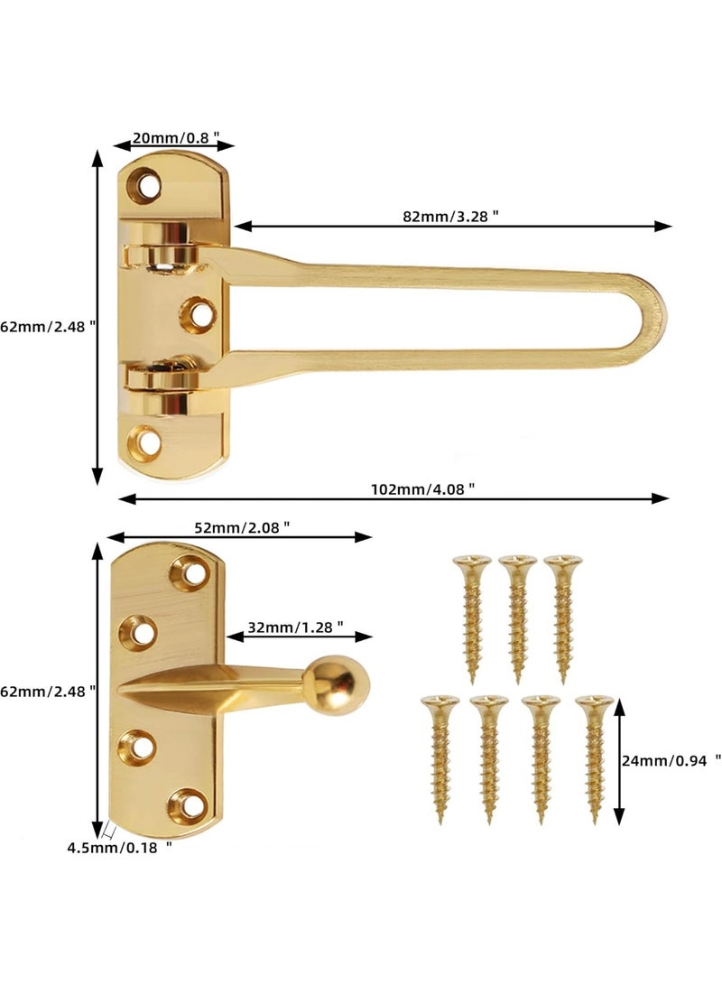 Swing Bar Door Guard,Door Latch Lock for Front Doors and Inside Doors,Door Security Latch for Kids Safety,Hinged Swing-in Doors,Home Security, Hotel Door Latches, Gold Finish(1 P) - Image 2