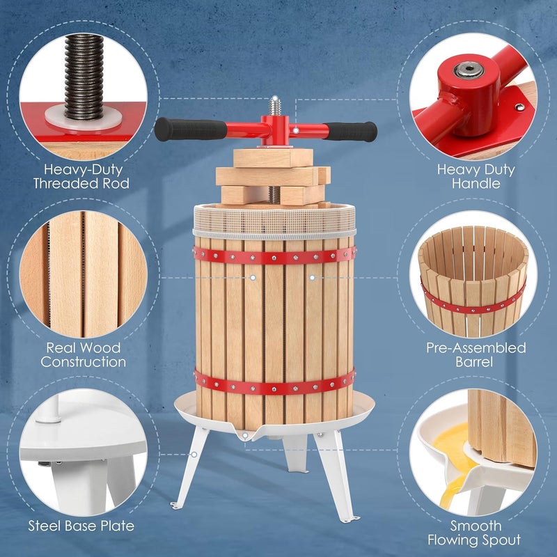 Houseables Houseables Fruit Press Cider Press Wine Press 16 Gallon Apple Press Apple Cider Press Grape Crusher Apple Press For Cider Apple Juicer Fruit Wine Press Grape Press For Wine Making  - Image 3