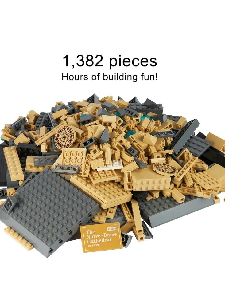 بريميم مكعبات بناء كاتدرائية نوتردام – مجموعة بناء معمارية دقيقة (١٣٨٢ قطعة) - Image 2