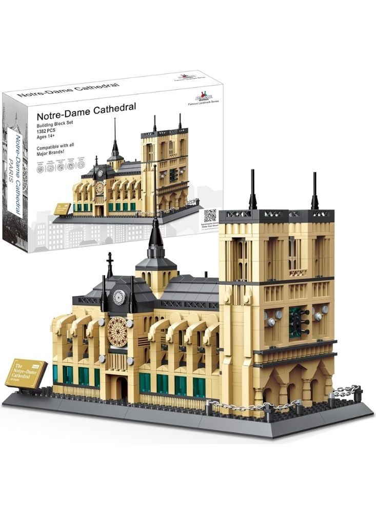 بريميم مكعبات بناء كاتدرائية نوتردام – مجموعة بناء معمارية دقيقة (١٣٨٢ قطعة) - Image 1