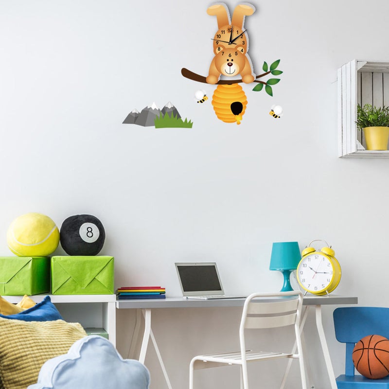 🏠 ساعة حائط زخرفية لغرفة الأطفال بتصميم دب لطيف - Image 5