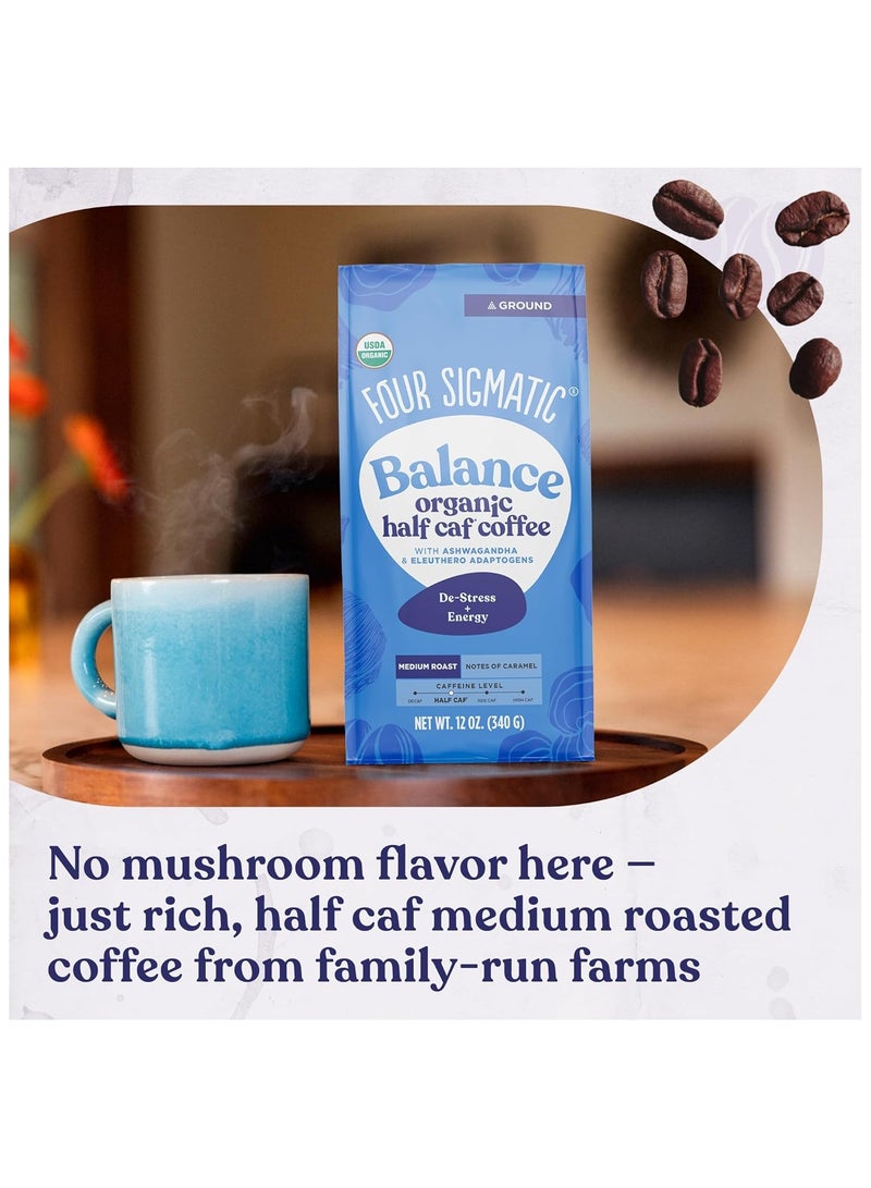 Four Sigmatic Balance Organic Half Caf Coffee, Medium Roast, 12 oz - Image 4