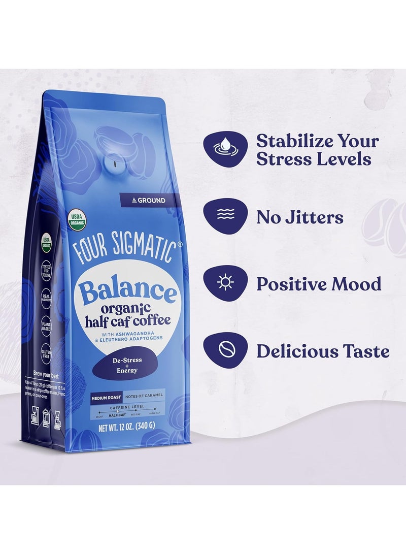 Four Sigmatic Balance Organic Half Caf Coffee, Medium Roast, 12 oz - Image 3