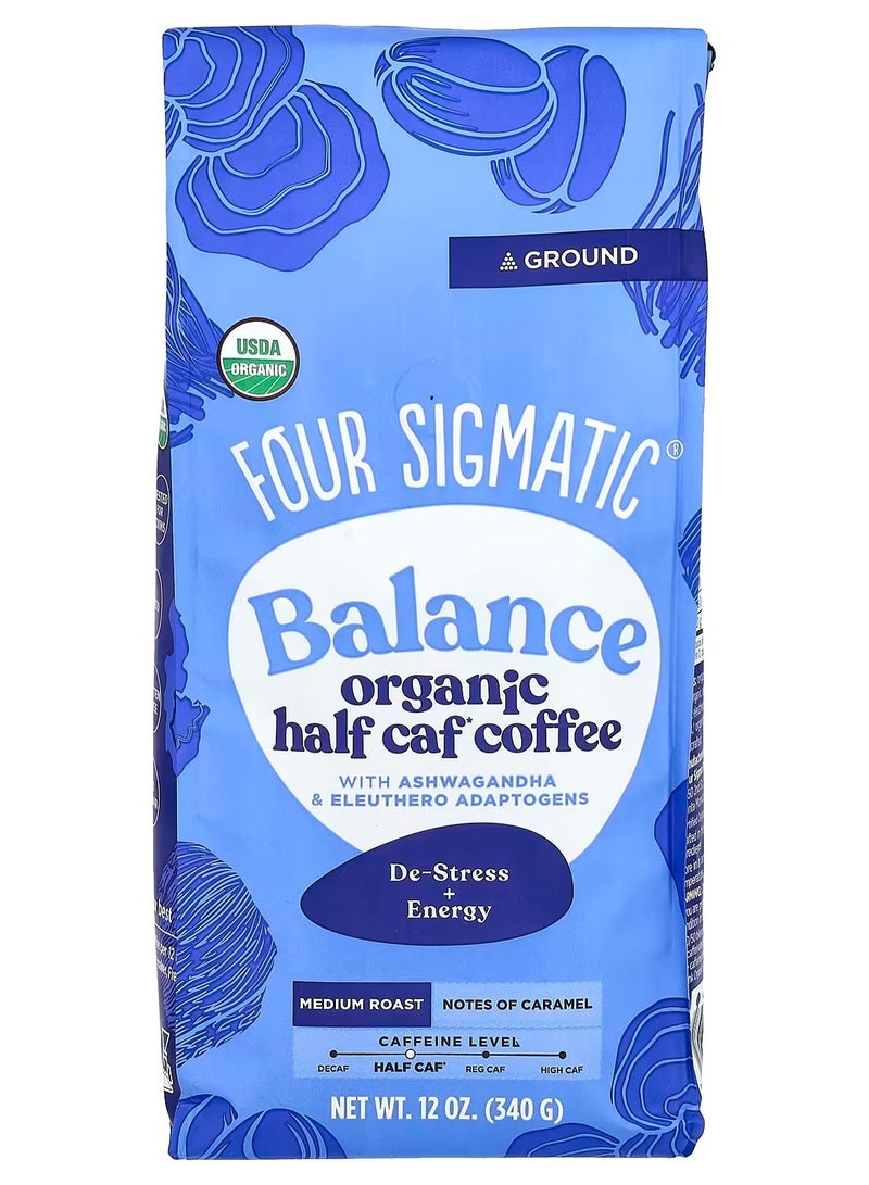 Four Sigmatic Balance Organic Half Caf Coffee, Medium Roast, 12 oz - Image 1