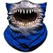 Obacle Animal Half Face Mask Sun Dust Wind Protection Durable Breathable Seamless Face Mask for Men Women Lightweight Thin Neck Gaiter Shark Open Mouth Blue - Image 2