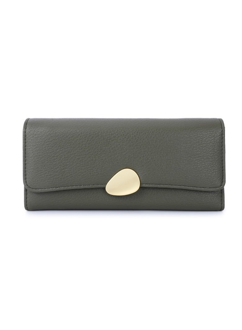 xozgdovg Women's Green wallet Classic triple fold wallet long purse 