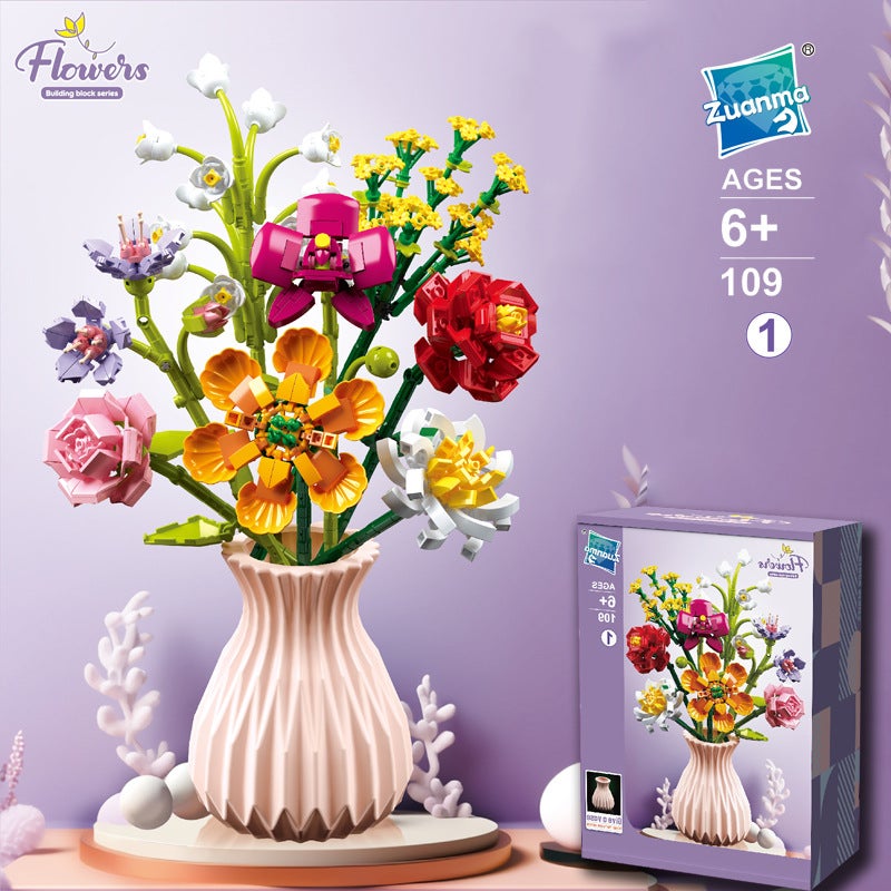 Diamond Horse 109 Building Blocks Bouquet Everlasting Flower Rose Bouquet Children'S Educational Assembling Toys Building Blocks - Image 2