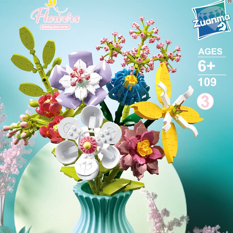 Diamond Horse 109 Building Blocks Bouquet Everlasting Flower Rose Bouquet Children'S Educational Assembling Toys Building Blocks - Image 4