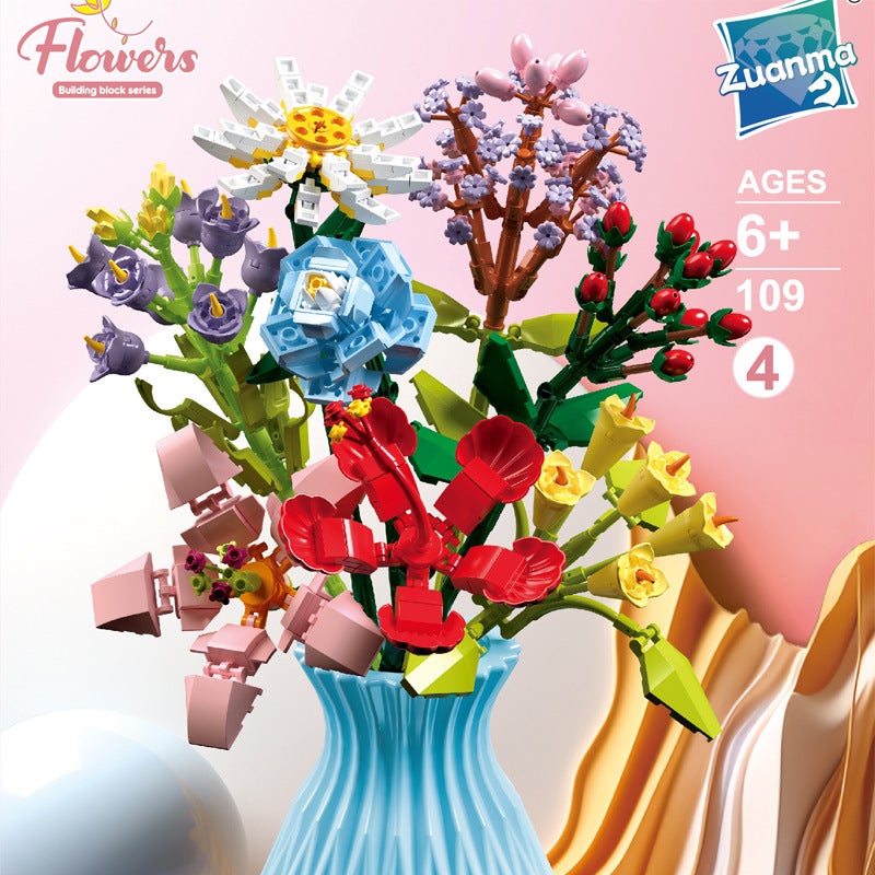 Diamond Horse 109 Building Blocks Bouquet Everlasting Flower Rose Bouquet Children'S Educational Assembling Toys Building Blocks - Image 5