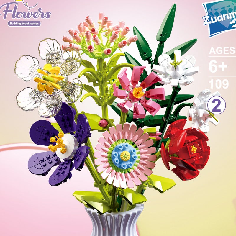 Diamond Horse 109 Building Blocks Bouquet Everlasting Flower Rose Bouquet Children'S Educational Assembling Toys Building Blocks - Image 3