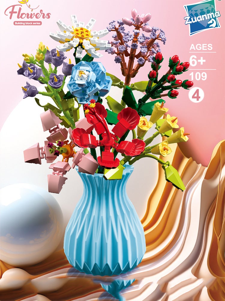 Diamond Horse 109 Building Blocks Bouquet Everlasting Flower Rose Bouquet Children'S Educational Assembling Toys Building Blocks - Image 1