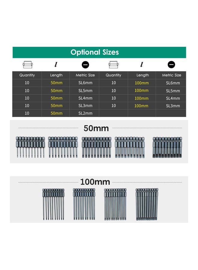 NIBEMINENT 10-Piece Slotted Screwdriver Bit Set Grey - Image 4