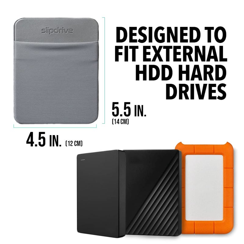 Slipdrive سليب درايف - غلاف قرص صلب محمول للكمبيوتر المحمول - قرص صلب HDD - لاصق قابل لإعادة الاستخدام - 5.5 بوصة × 4.5 بوصة - حقيبة حمل خارجية للقرص الصلب - حقيبة سفر (كبيرة، رمادية) - Image 2