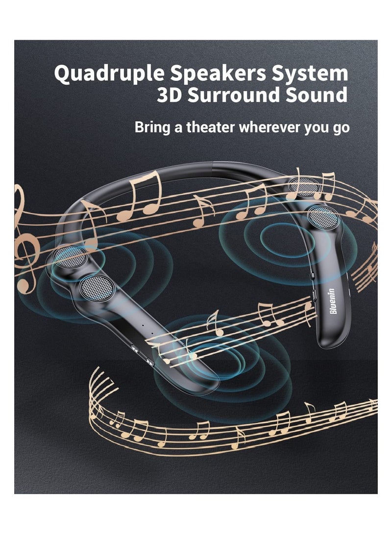 KASTWAVE Portable Neckband Bluetooth Speakers，Portable Bluetooth Speakers Wearable Wireless Speaker  3D Surround Sound Stereo Personal Sport Speaker with Mic for Home and Outdoor (Black) - Image 5