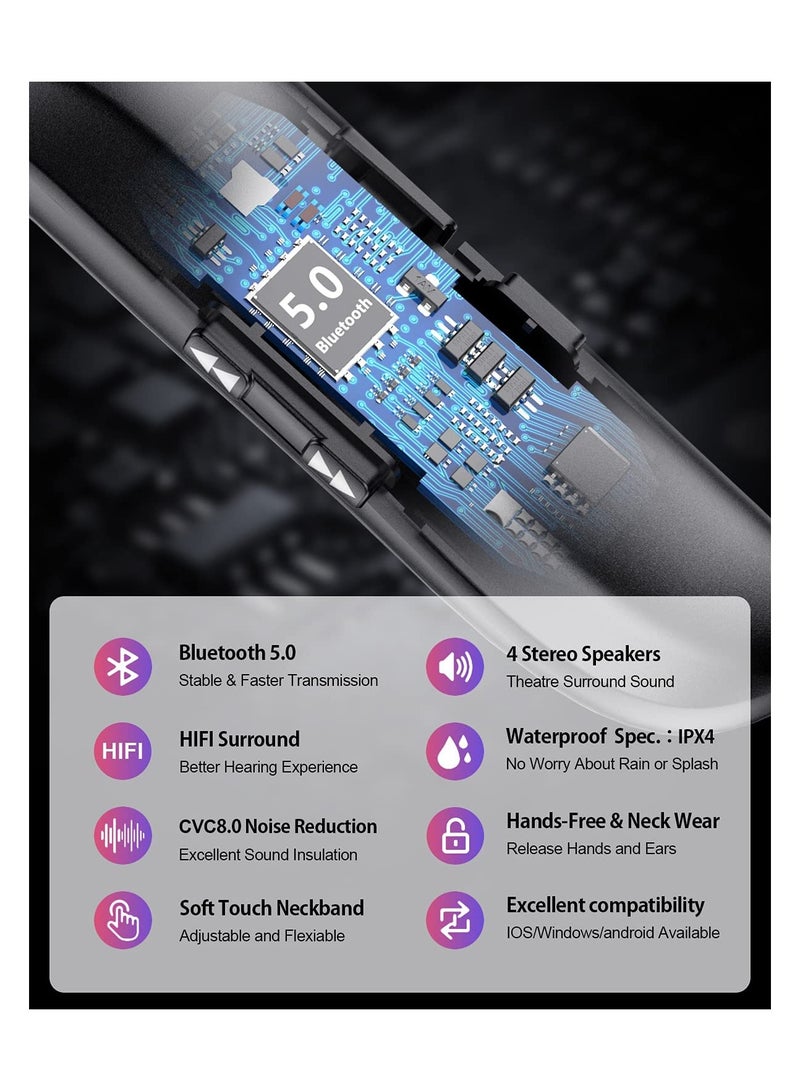 KASTWAVE Portable Neckband Bluetooth Speakers，Portable Bluetooth Speakers Wearable Wireless Speaker  3D Surround Sound Stereo Personal Sport Speaker with Mic for Home and Outdoor (Black) - Image 4