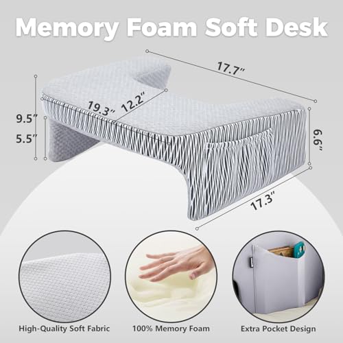 cooloo8 Reading Pillow for Bed, Petite Adults, Teens Arm Rest Pillow, Reading Lap Pillow, Memory Foam Lap Desk Pillow for Reading, Working, Playing, Crocheting in Bed Couch(Ash Grey) - Image 4