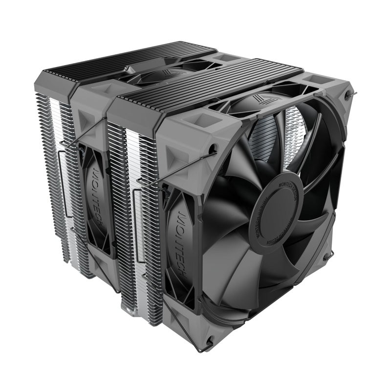 MONTECH NX600 Dual-Tower CPU Air Cooler with 6 Heatpipes & Premium Top Cover | 28mm E28 PWM Premium Fan | Soldered Copper Base | Superior Heat Dissipation | All Intel & AMD Socket Support | Black - Image 1