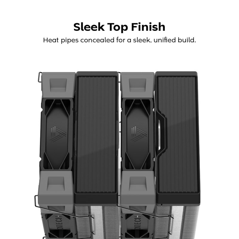 MONTECH NX600 Dual-Tower CPU Air Cooler with 6 Heatpipes & Premium Top Cover | 28mm E28 PWM Premium Fan | Soldered Copper Base | Superior Heat Dissipation | All Intel & AMD Socket Support | Black - Image 3
