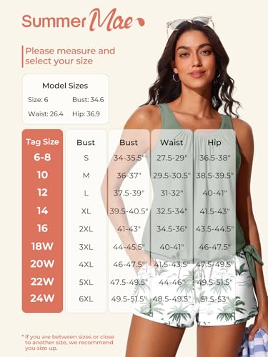 Summer Mae Blouson Women’s Tankini Swimsuits with Shorts Tummy Control Bathing Suits Side Pockets Pink-Blue Jungle 2X-Large 2026 - Image 5