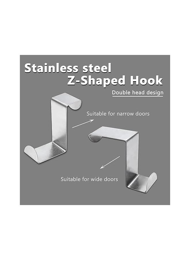 PROMASS promass 10 Pcs Over The Door Hooks Z-Shaped Hanging Hooks Dual Head Fits 3/4" and 1-3/4" Door Widths, Stainless Steel Reversible Single Hanger Hook for Door, Kitchen, Cabinet, Cupboard, Drawer  - Image 3