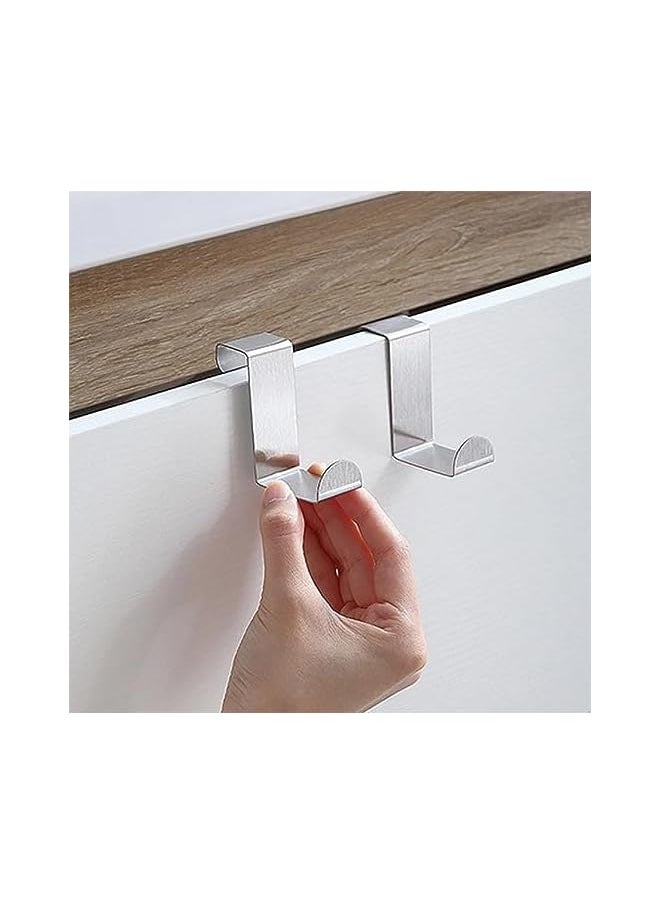 PROMASS promass 10 Pcs Over The Door Hooks Z-Shaped Hanging Hooks Dual Head Fits 3/4" and 1-3/4" Door Widths, Stainless Steel Reversible Single Hanger Hook for Door, Kitchen, Cabinet, Cupboard, Drawer  - Image 5