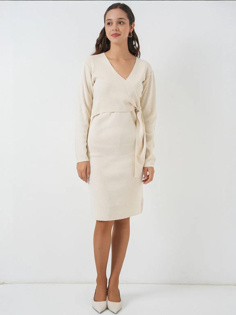 BIG DART BDART Bodycon Midi Dress with V-Neck Tie Closure - Image 2