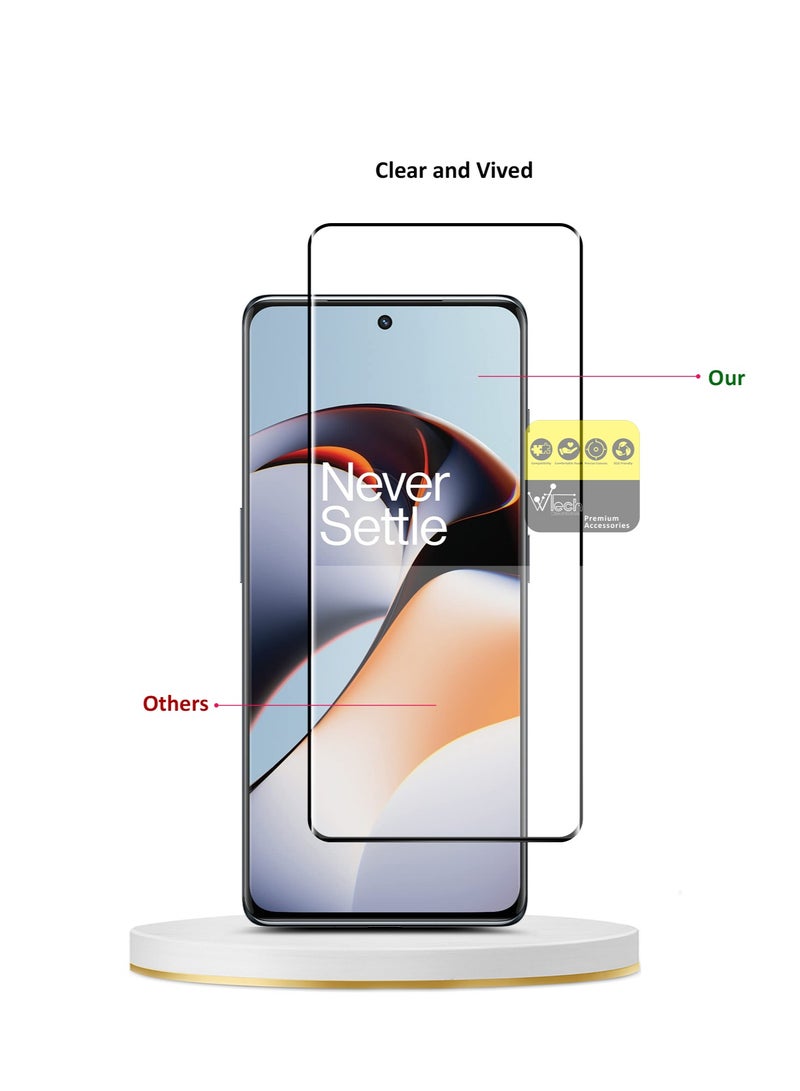 Wtech OnePlus 11R 5G 2023 Premium E2E Full Glue Full Cover Tempered Glass Screen Protector (MSGECN) - Clear/Black - Image 5