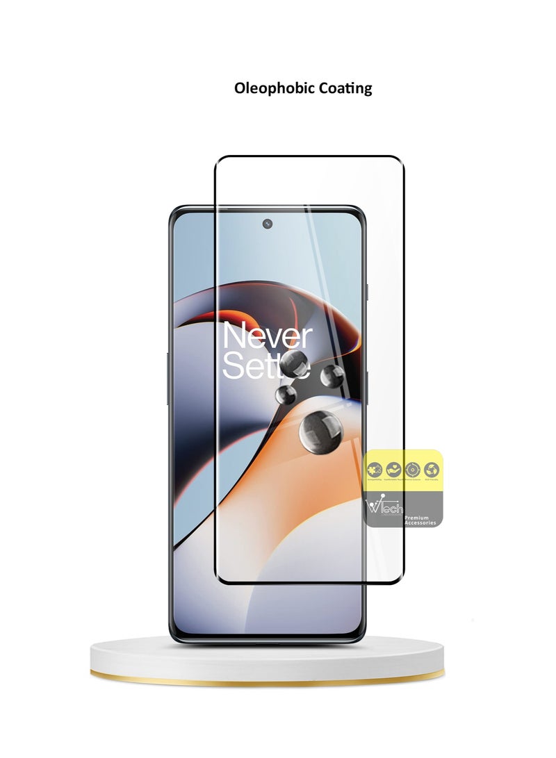 Wtech OnePlus 11R 5G 2023 Premium E2E Full Glue Full Cover Tempered Glass Screen Protector (MSGECN) - Clear/Black - Image 4