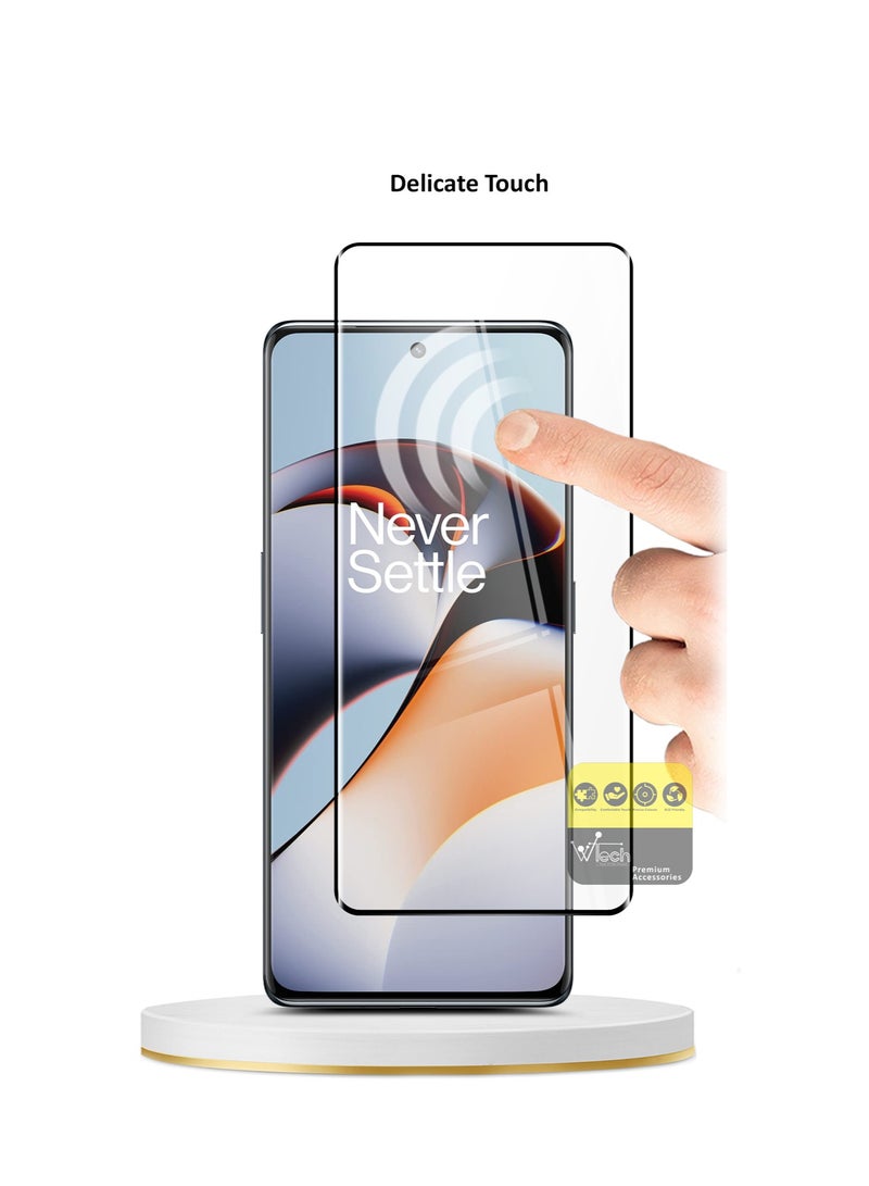 Wtech OnePlus 11R 5G 2023 Premium E2E Full Glue Full Cover Tempered Glass Screen Protector (MSGECN) - Clear/Black - Image 3