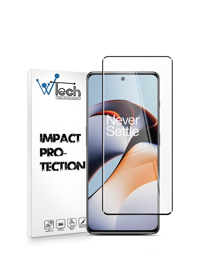 Wtech OnePlus 11R 5G 2023 Premium E2E Full Glue Full Cover Tempered Glass Screen Protector (MSGECN) - Clear/Black - Image 1
