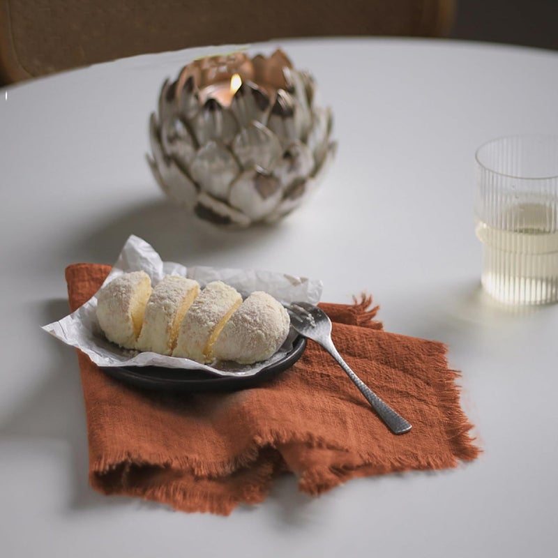 Ayuzawa Handmade Cloth Napkins 100 Cotton Napkins with FringeDelicate Handmade Cloth Napkins for Dinners Parties Weddings and More18 x 18 Inch Set of 12  Terracotta - Image 5