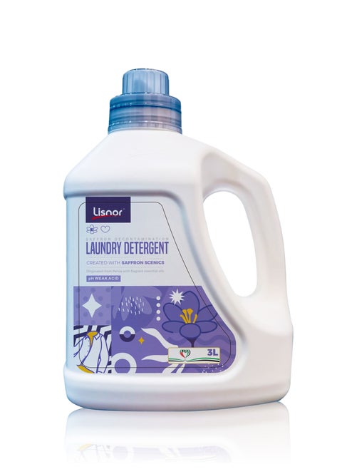 Laundry Liquid Detergent Saffron Decontamination 3L. Created with Saffron Scenics Originated from Persia with Fragrant Essential Oils.