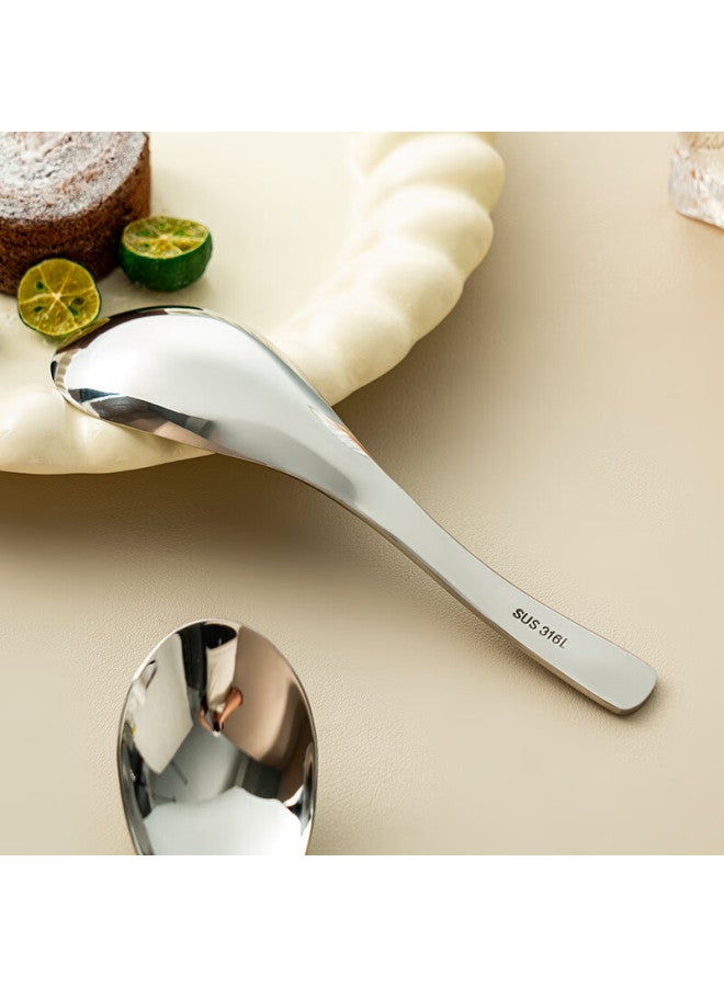 Onlycook 316l Stainless Steel Soup Spoons, Thick Household Serving Spoons And Rice Spoons, Tableware, Set Of Two - Image 5