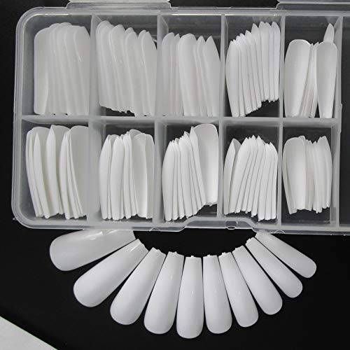 LifexTol Colored Coffin Press on Nails Long Ballerina False Fake Nail Tips Full Cover Manicure Design Acrylic Nails 100pc for Women Teen Girls (White) - Image 4
