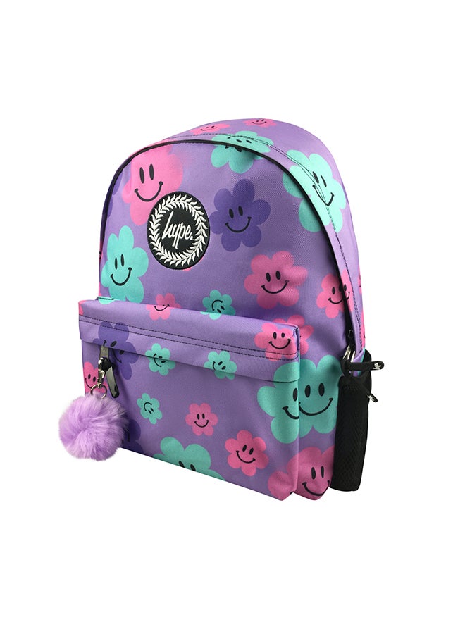 Hype Backpack Iconic Purple Happy Flowers - Image 1