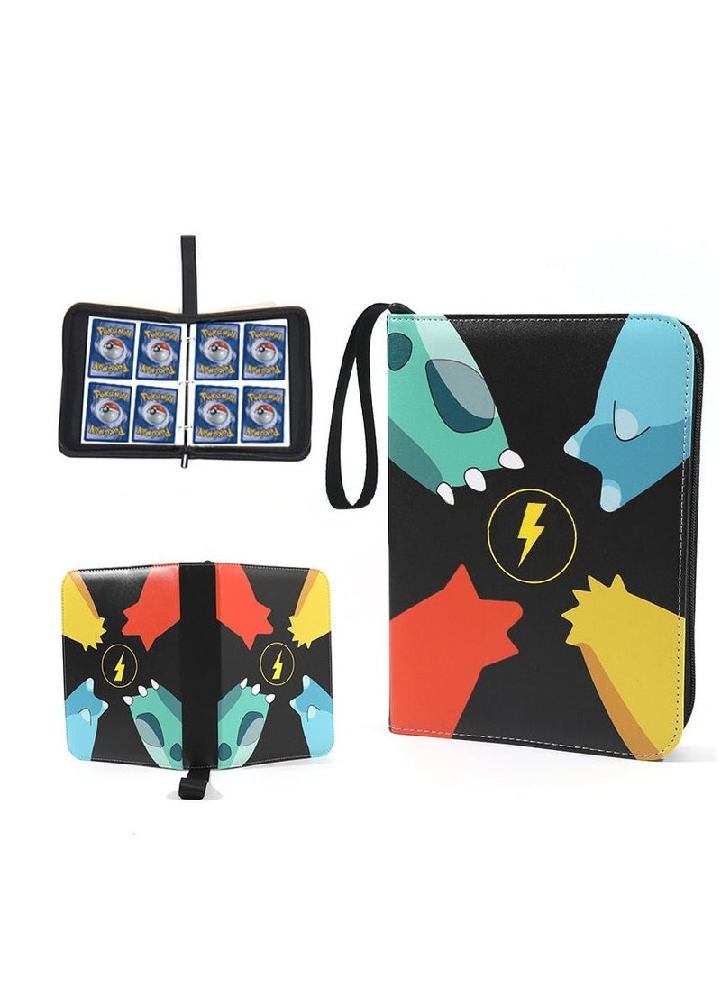 fashionhome Pokemon Card Binder Holder Manned Pokemon Card Carrying Case Portable Trading Card Holder Favourites Album Holder Holds 400 Cards Including 50 Removable Sheets and 4 Pockets  - Image 1