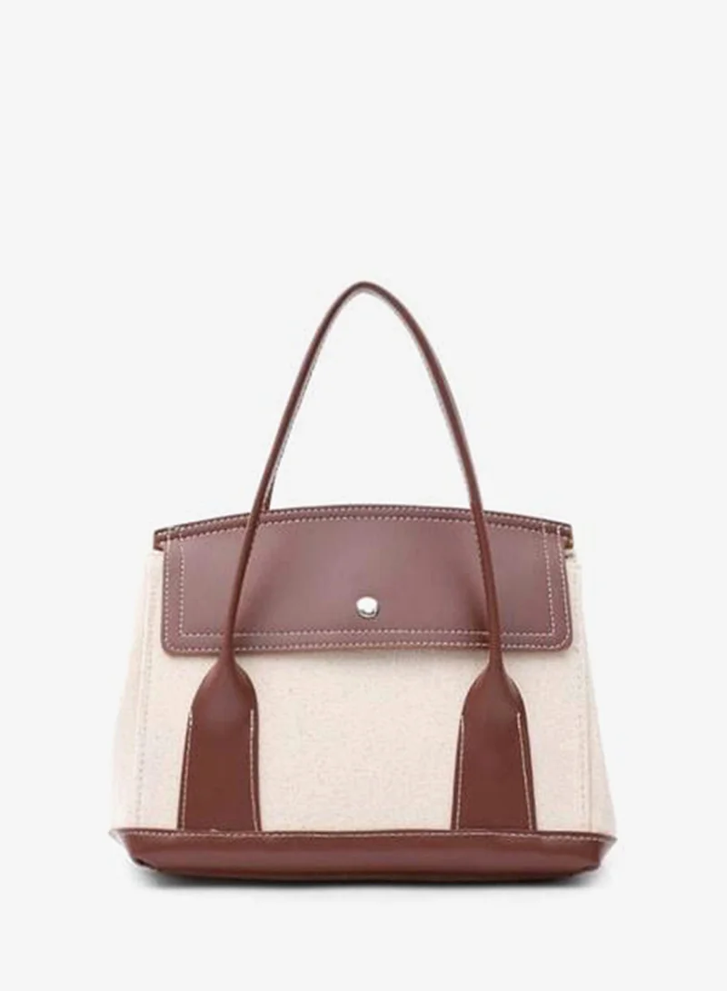 Suede-Trimmed Canvas Hand and Crossbody Bag.