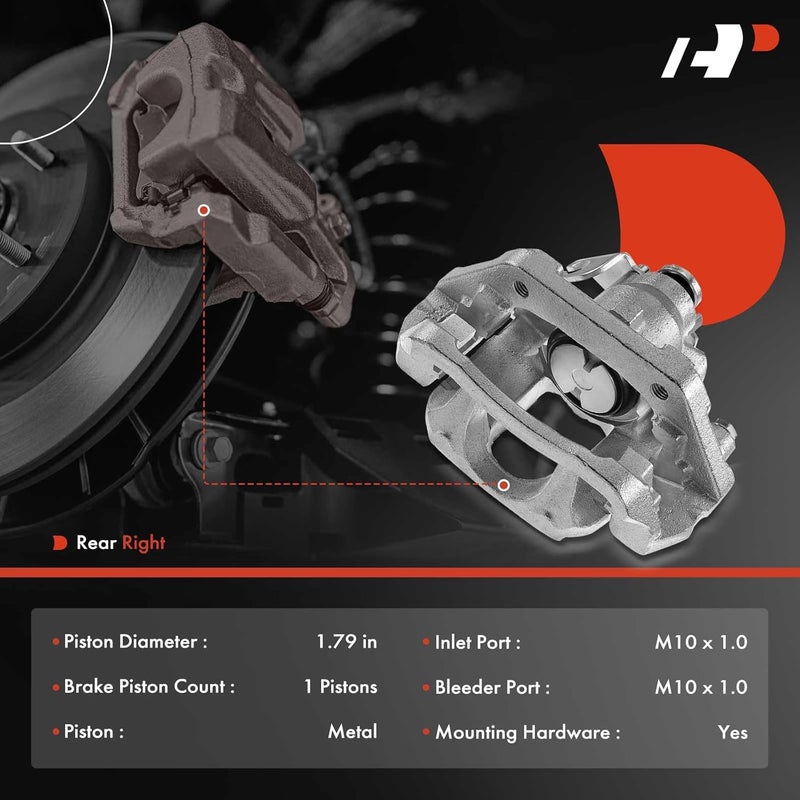 A-Premium Disc Brake Caliper Assembly with Bracket for Ford and Lincoln Models - Rear Right Passenger Side - Image 2