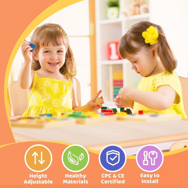 FUNLIO Adjustable Kids Chair (1pc), 3 Level Height Adjustable Toddler Chair for Ages 3-8, Sturdy Child Chairs with Maximum Bearing 220lbs, for Classrooms/Daycares/Homes, CPC & CE Approved - Natural - Image 3