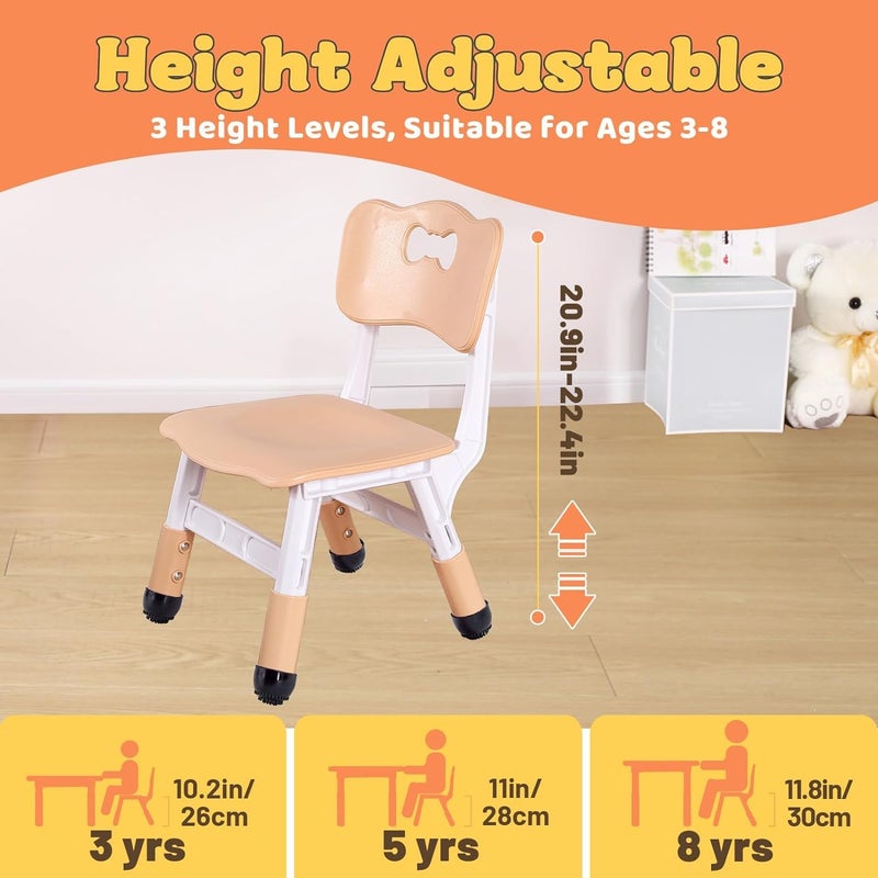 FUNLIO Adjustable Kids Chair (1pc), 3 Level Height Adjustable Toddler Chair for Ages 3-8, Sturdy Child Chairs with Maximum Bearing 220lbs, for Classrooms/Daycares/Homes, CPC & CE Approved - Natural - Image 4