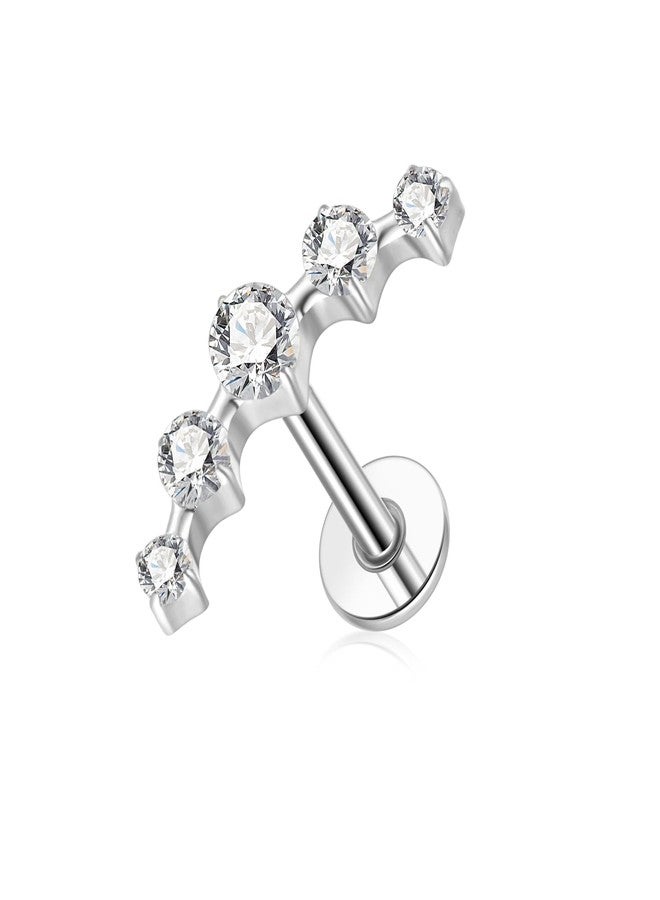 ENONTY G23 Titanium Flat Back Earrings Studs 20g 18g 16g F136 Titanium Labrets Press Fit Threadless Push In Dainty Cartilage Helix Conch Lobe Lip Tragus Piercing Jewelry Push Back (5 stud-clear) - Image 1