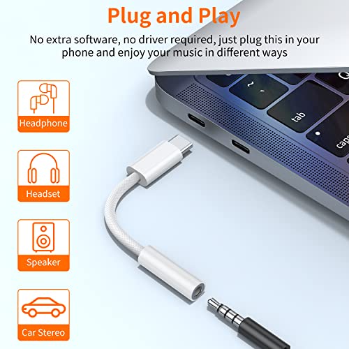 JXMOX USB Type C to 3.5mm Female Headphone Jack Adapter (2-Pack), USB C to Aux Audio Dongle Cable Cord for iPhone 17 Air 16 15 Pro Max, Samsung Galaxy S23 S24 S25 Ultra, iPad Pro, MacBook, Pixel 9 8 - Image 3
