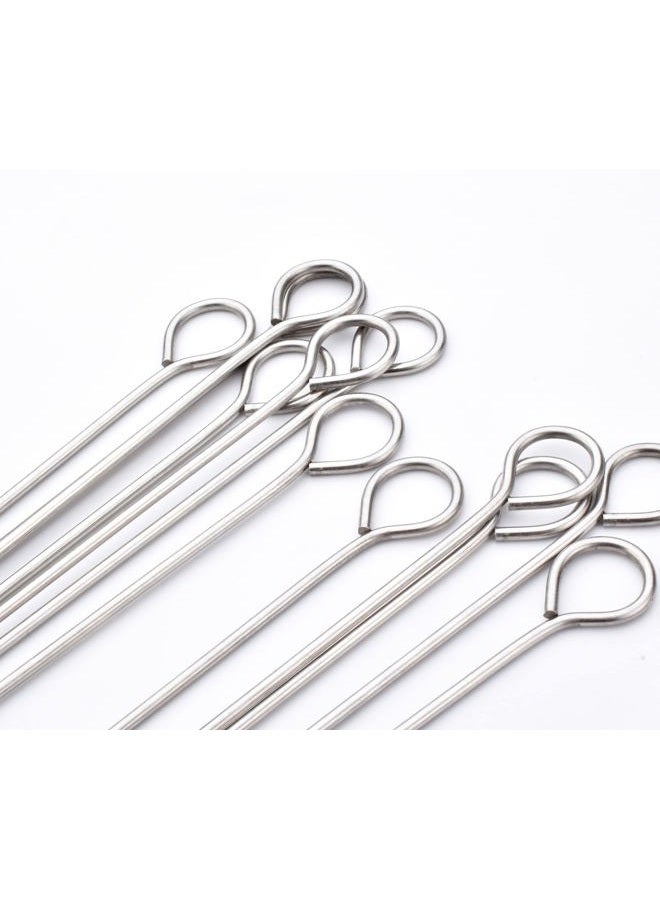 HONSHEN 30 Pack 10 Inch Metal Barbecue Skewers, Stainless Steel BBQ Skewers, Shish Kebab Kabob Skewers (BBQ 10Inch-30p) - Image 2