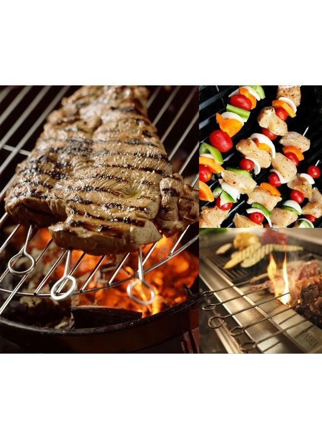 HONSHEN 30 Pack 10 Inch Metal Barbecue Skewers, Stainless Steel BBQ Skewers, Shish Kebab Kabob Skewers (BBQ 10Inch-30p) - Image 3