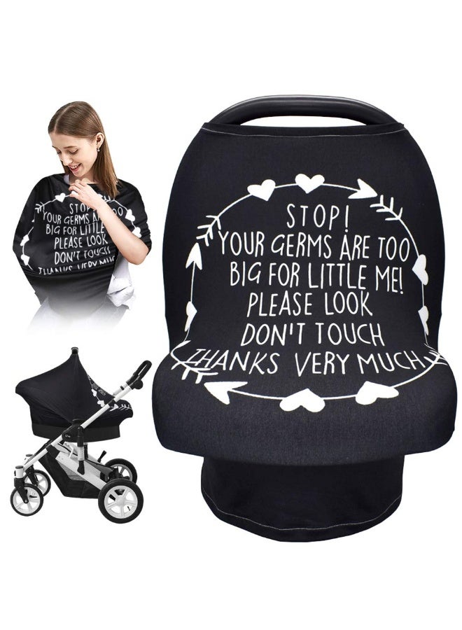 Metplus أغطية مقاعد السيارة للأطفال، غطاء للرضاعة الطبيعية، غطاء مقعد السيارة للأطفال، غطاء ناعم ومرن لحامل الأطفال لعربة الأطفال وكراسي الطعام وعربات التسوق، هدية استحمام للمولود الجديد - لافتة عدم اللمس - Image 1